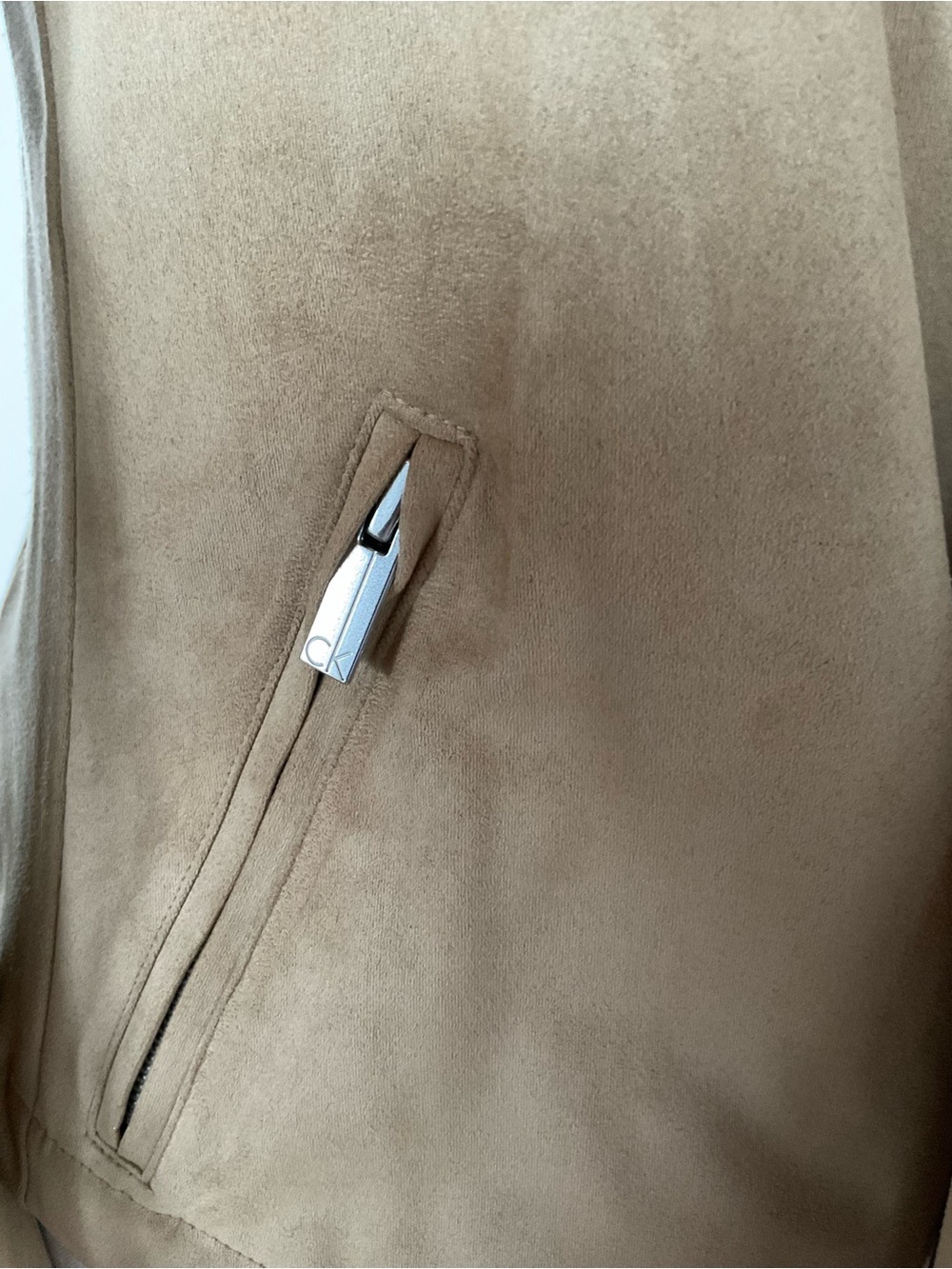 Calvin Klein Jeans Faux Suede Drape Front Jacket Large - Picture 9 of 10